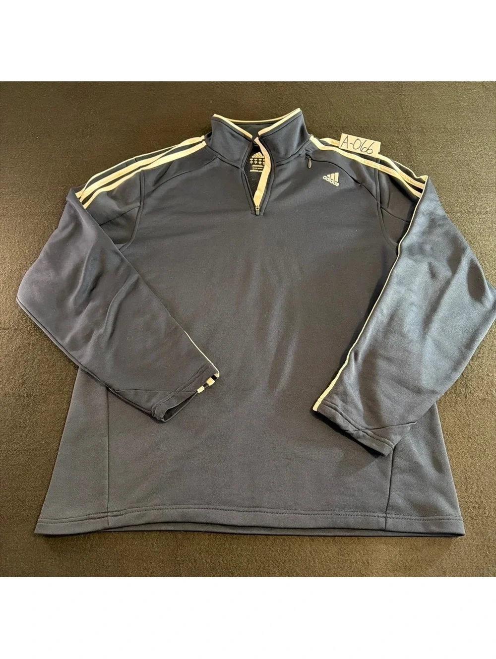 Adidas Mens L Navy Quarter Zip Pullover Jacket  Athletic Training Sweatshirt